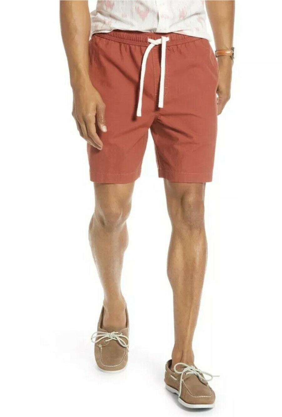 1901 Mens Shorts 2XL XXL Rust Red Slub Elastic Waist Slim Fit Nordstrom NWT